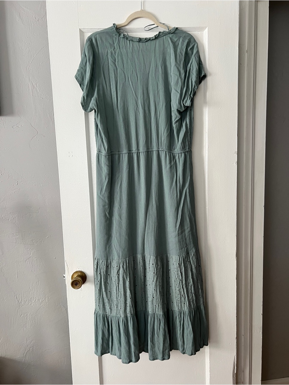 Sage Green Eyelet V-Neck Tiered Maxi Dress - Picture 5 of 5